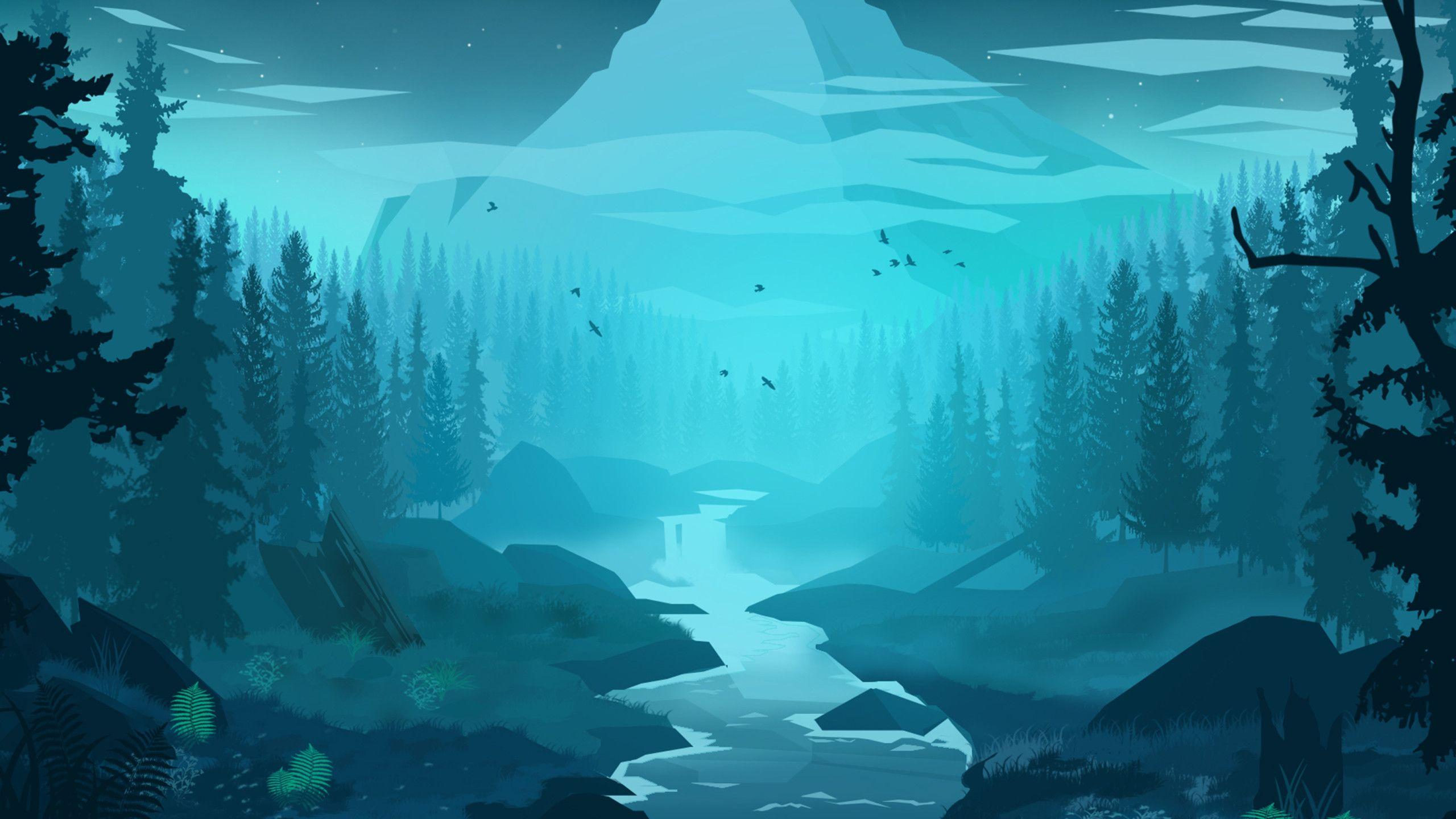 2560x1440 Blue Forest Minimal 4k 1440P Resolution HD 4k Wallpaper