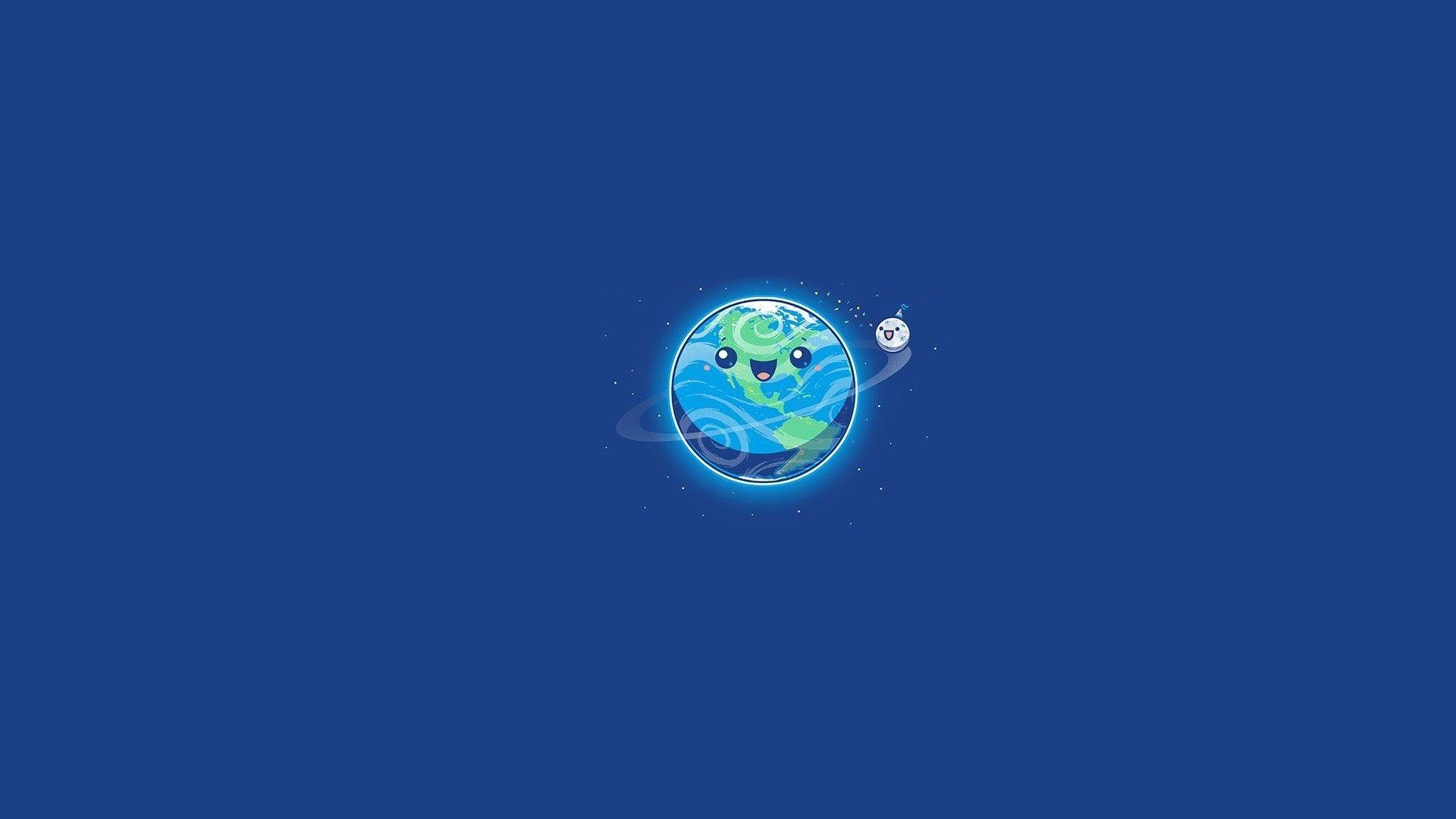 1920x1080 simple background, minimalism, Threadless, space, Earth, Moon