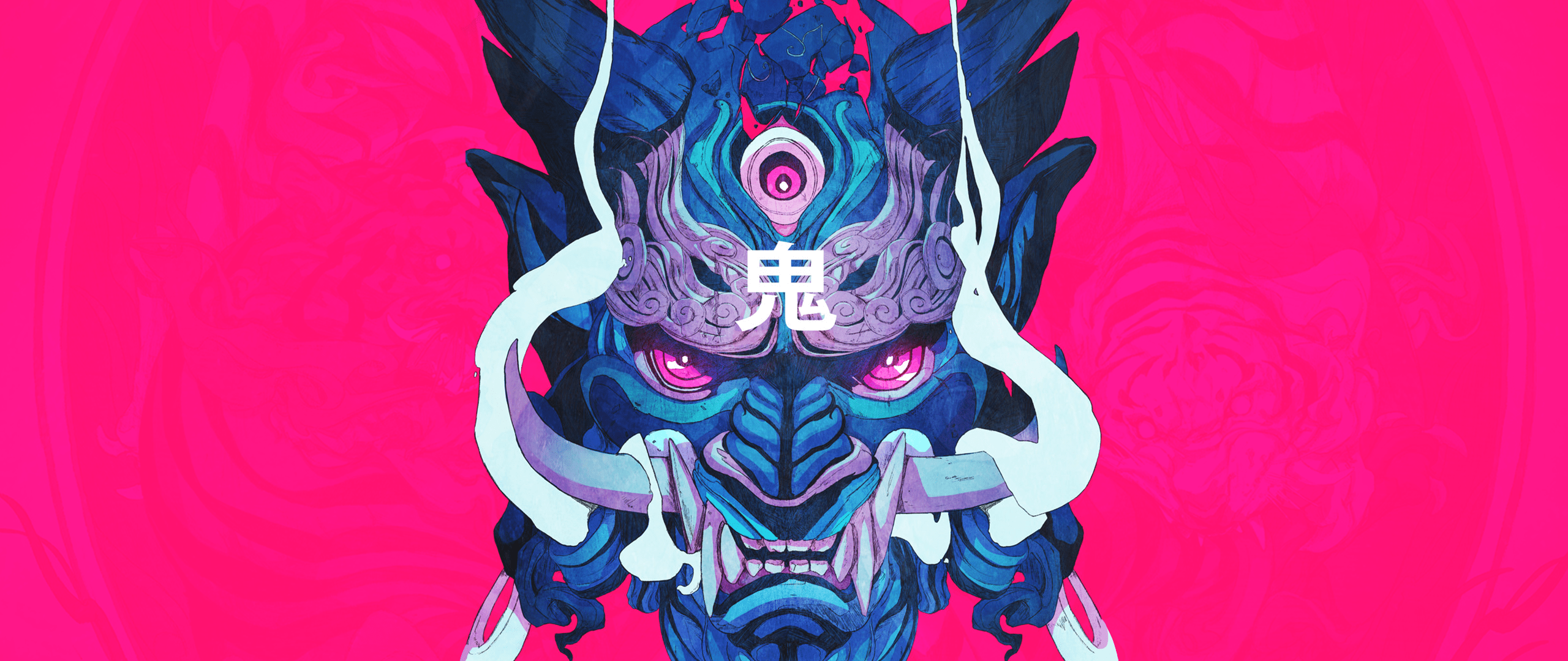 2560x1080 Download 2560x1080 Samurai Mask, Artwork Wallpaper