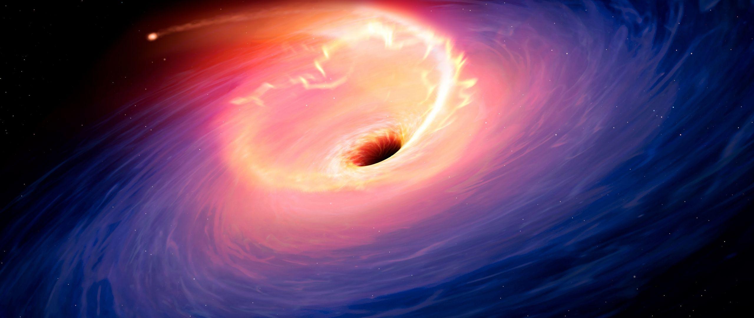 2560x1080 Download 2560x1080 wallpaper black hole, space, clouds, swirl, art