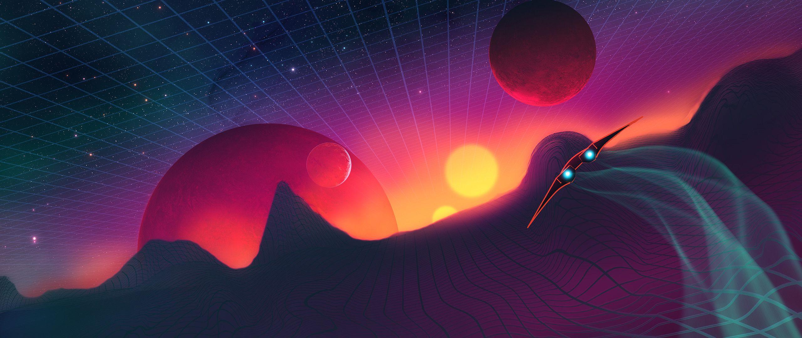 2560x1080 Retro Space Art 2560x1080 Resolution HD 4k Wallpaper