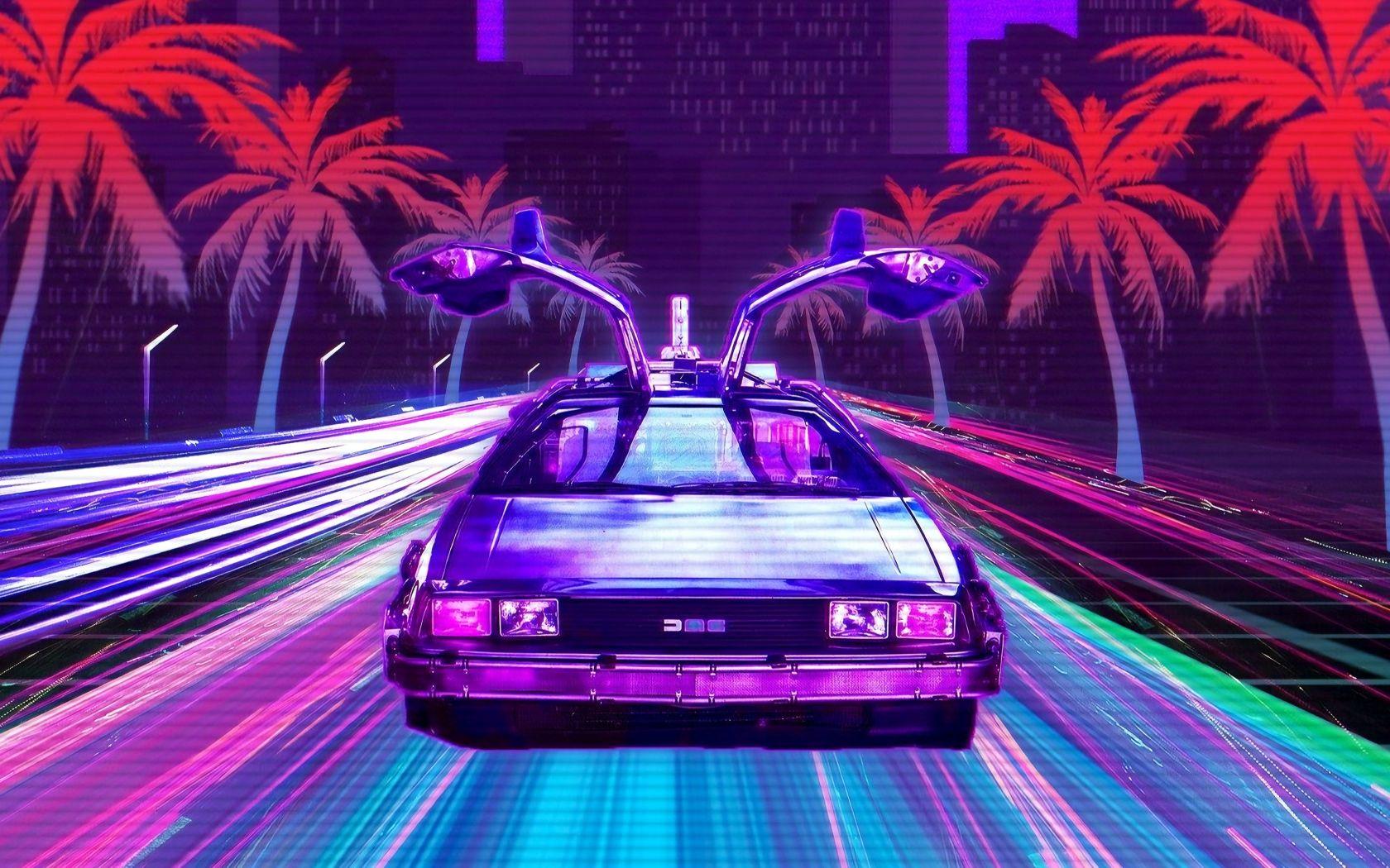 1680x1050 Download 1680x1050 wallpaper retro lux cars, outdrive, retrowave
