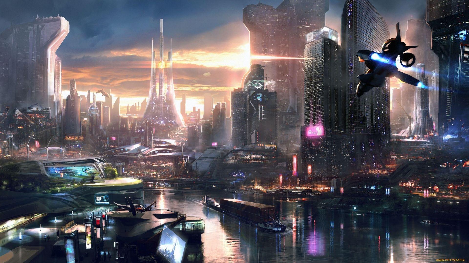 1920x1080 science fiction wallpaper (1920x1080). Futuristic city, Sci fi