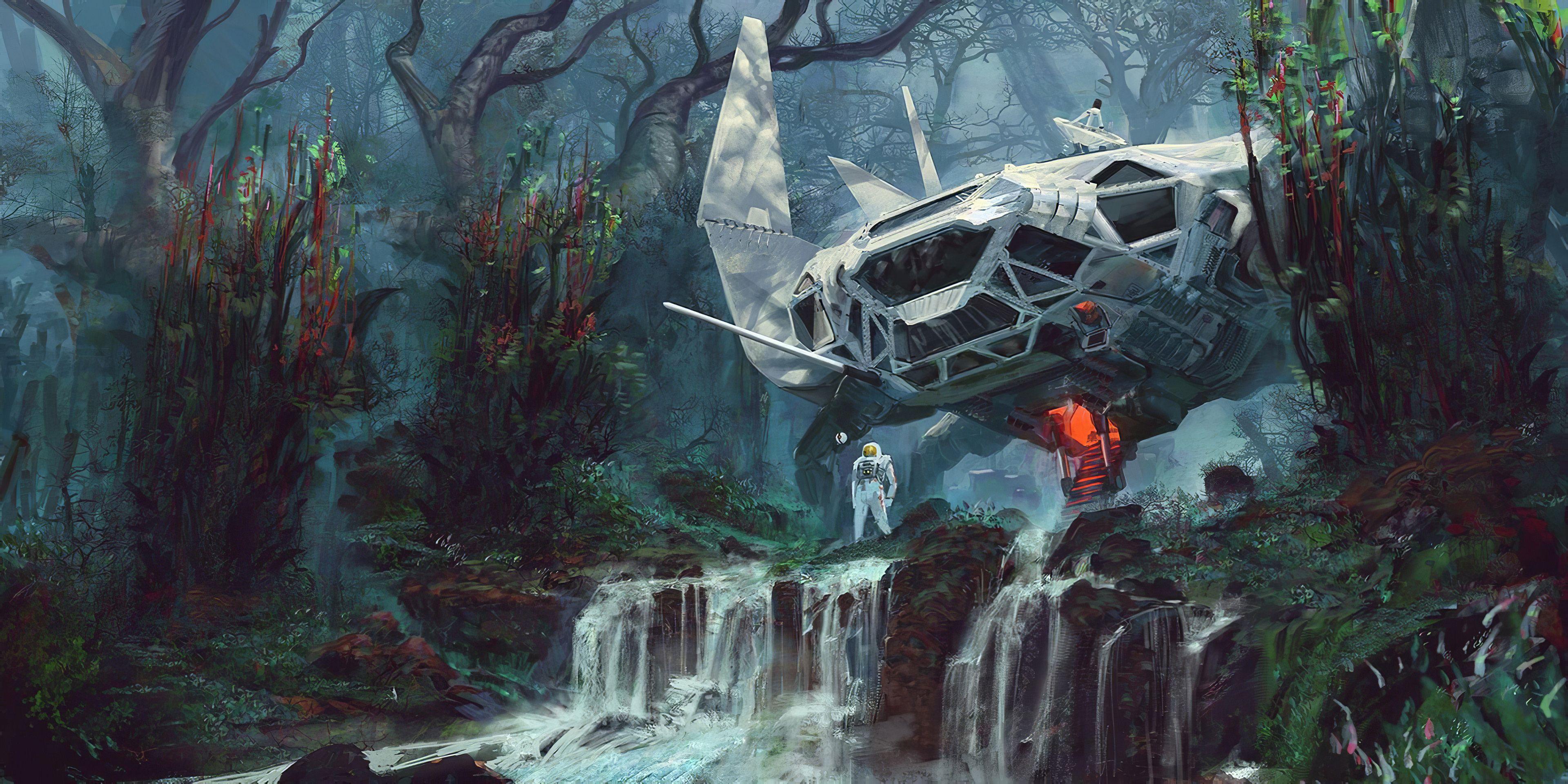 3840x1920 Astronaut Alien Forest 4k, HD Artist, 4k Wallpaper, Image, Background, Photo and Picture