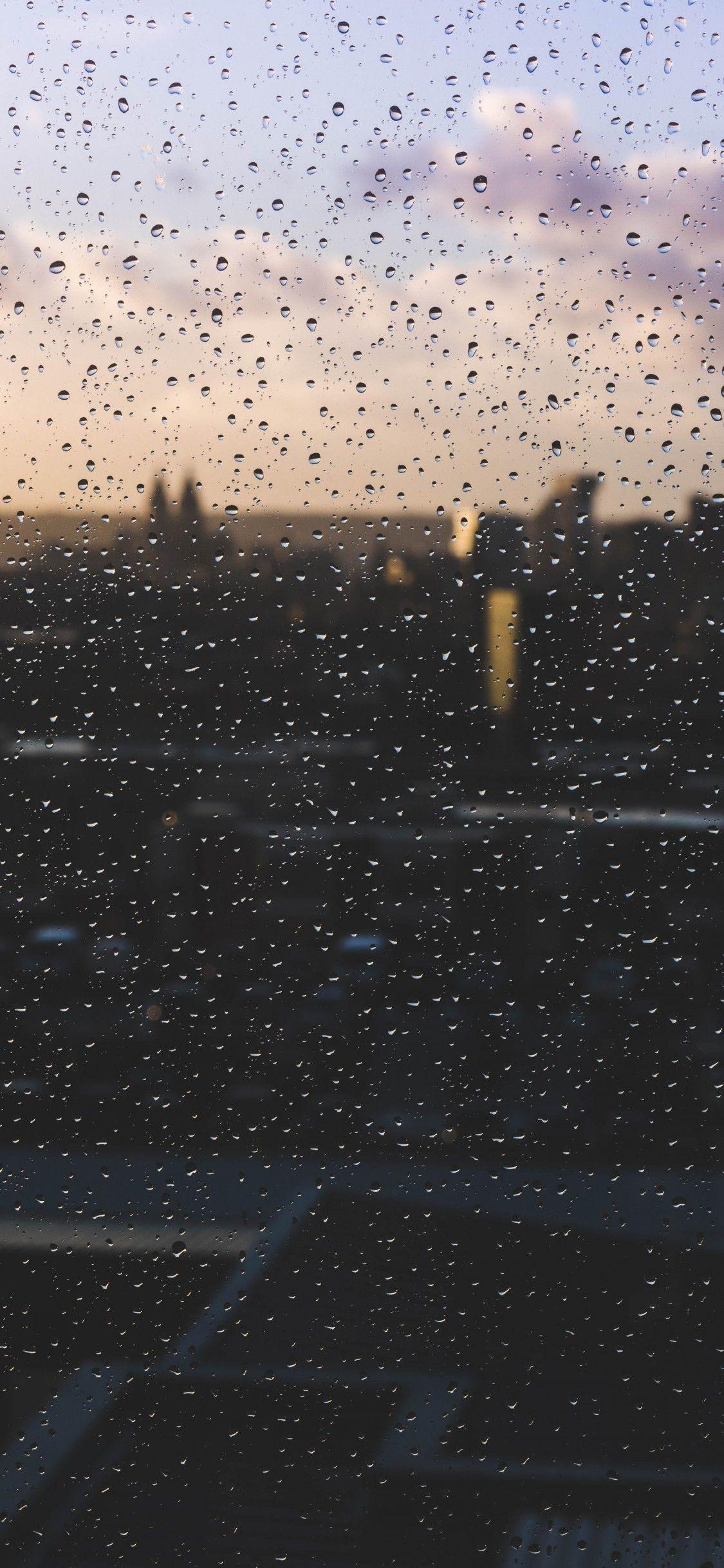 1125x2436 Download 1125x2436 Raining, Water Drops, Window Wallpaper