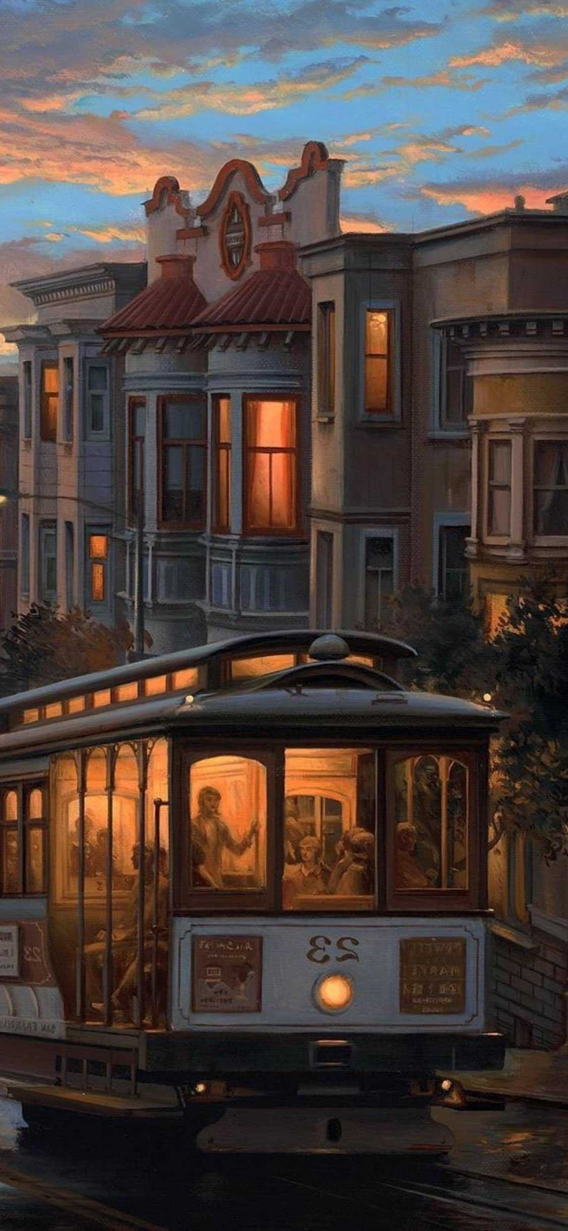 1125x2436 Rainy Night Artistic Painting HD Wallpaper (1125x2436)