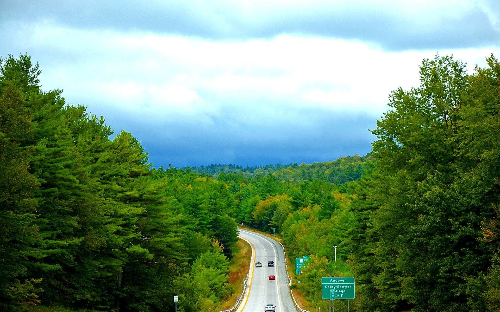 1920x1200 Nature, Landscape, Road, Forest, Road Signs, Vermont wallpaper