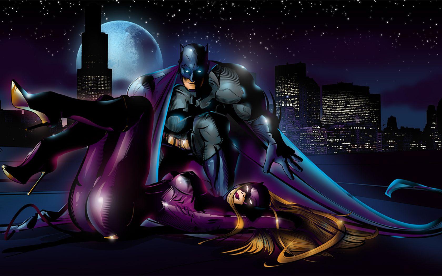 1680x1050 Free download Cartoons Wallpaper Batman Catwoman In Gotham