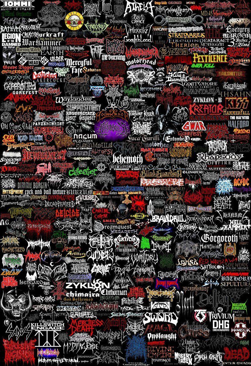 800x1165 Metal bands logos. Imagens de música, Música rock