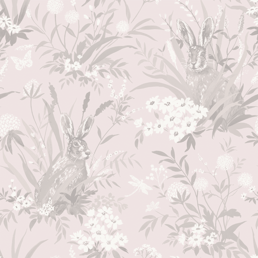 1000x1000 Holden Décor Hares Woodland Leaves Wildlife Flowers Pastel Colour