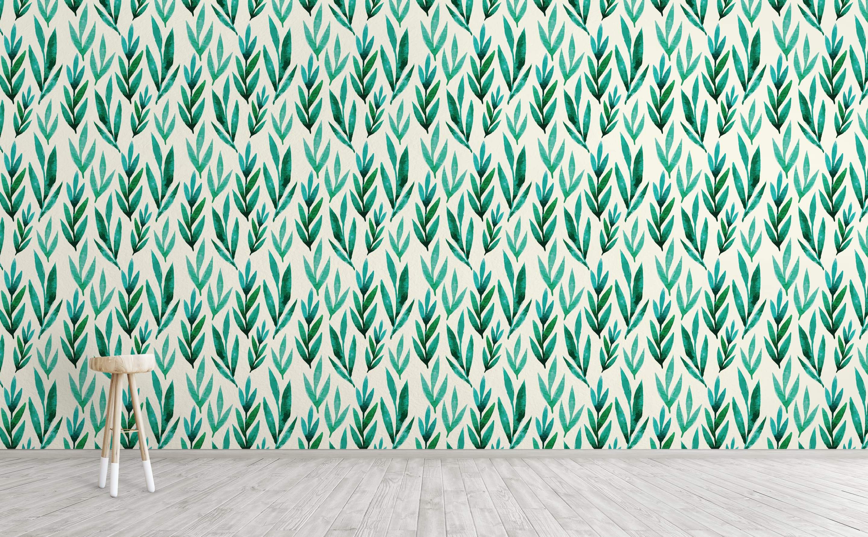 2880x1780 Watercolor Branches With Leaves Wallpaper for Walls. River Bed