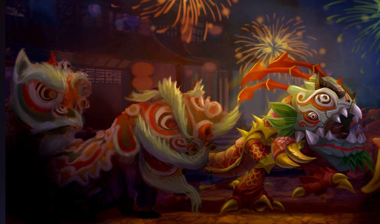 1215x717 Lion Dance Kog'Maw Skin of Legends Wallpaper