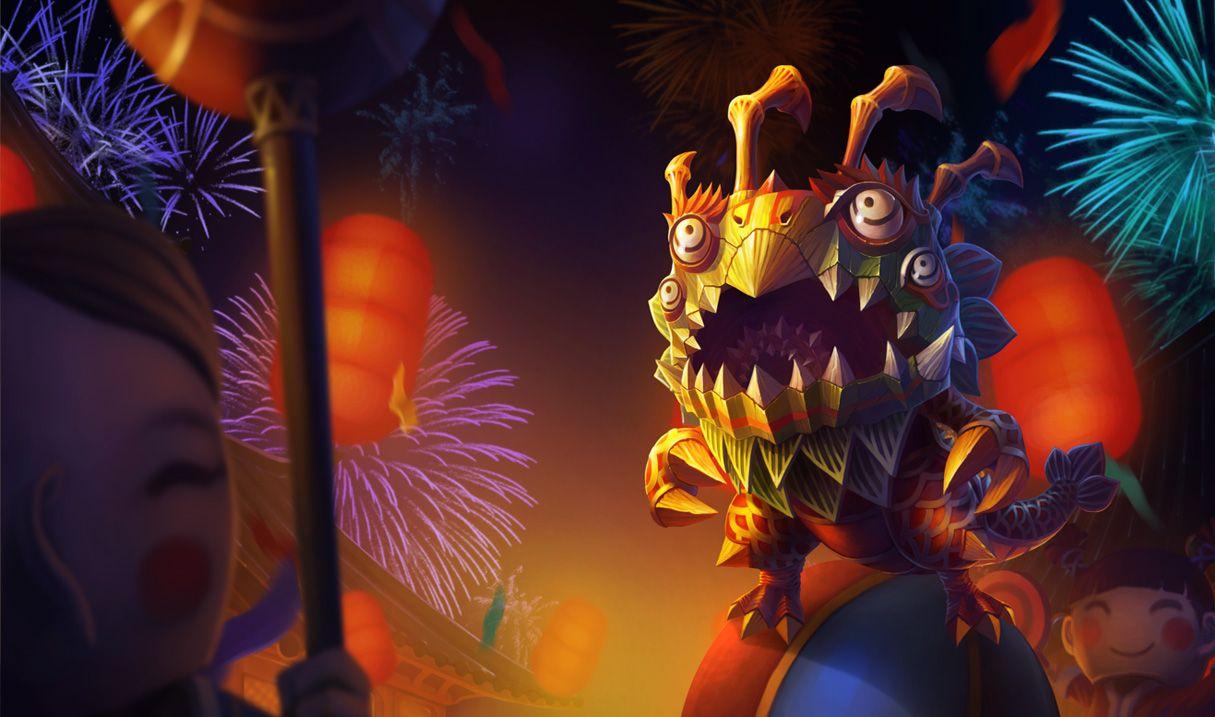 1215x717 Lion Dance Kog'Maw Skin of Legends Wallpaper