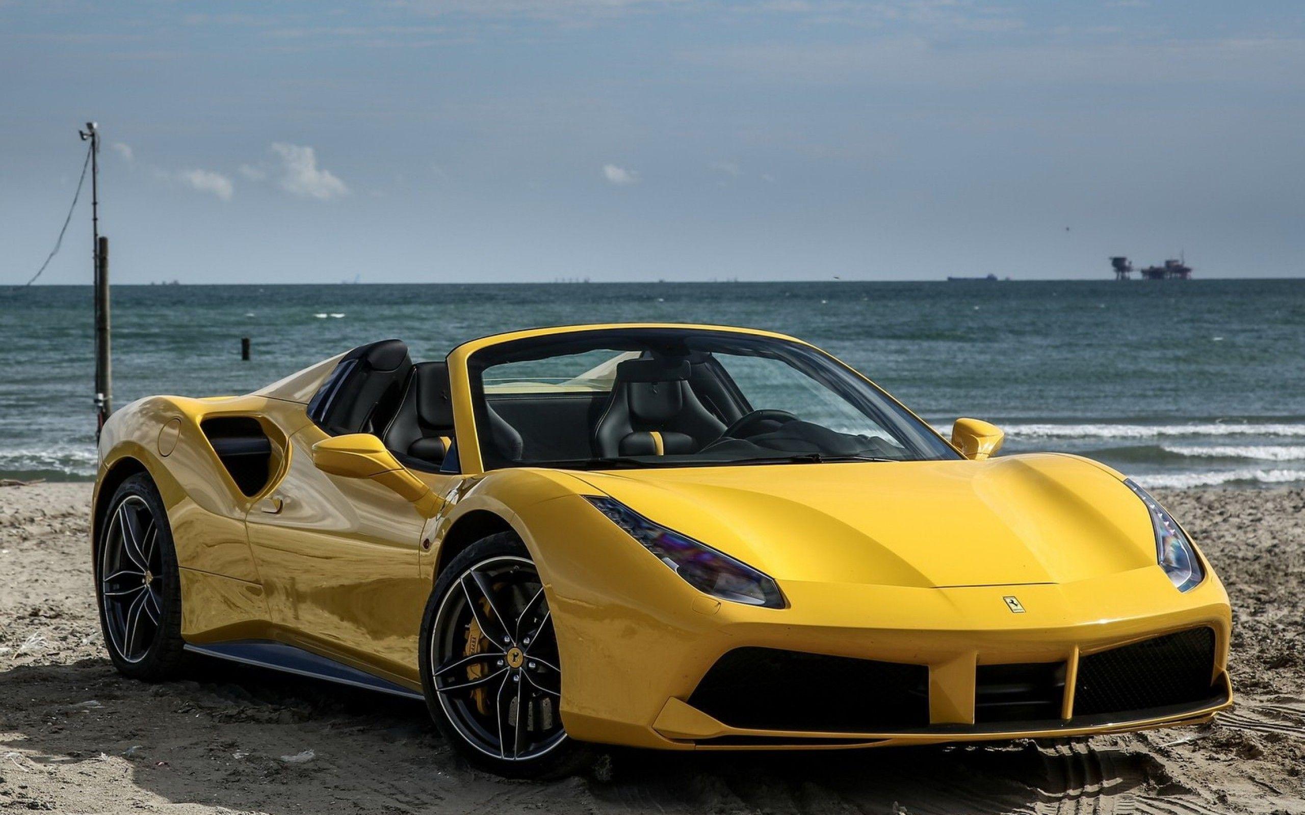 2560x1600 Download 2560x1600 Ferrari Spider, Beach, Yellow, Supercars