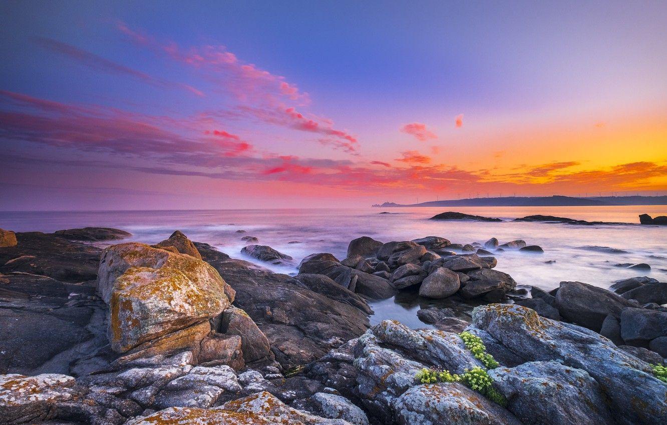 1332x850 Wallpaper Galicia, coast, Spain, sunset image for desktop