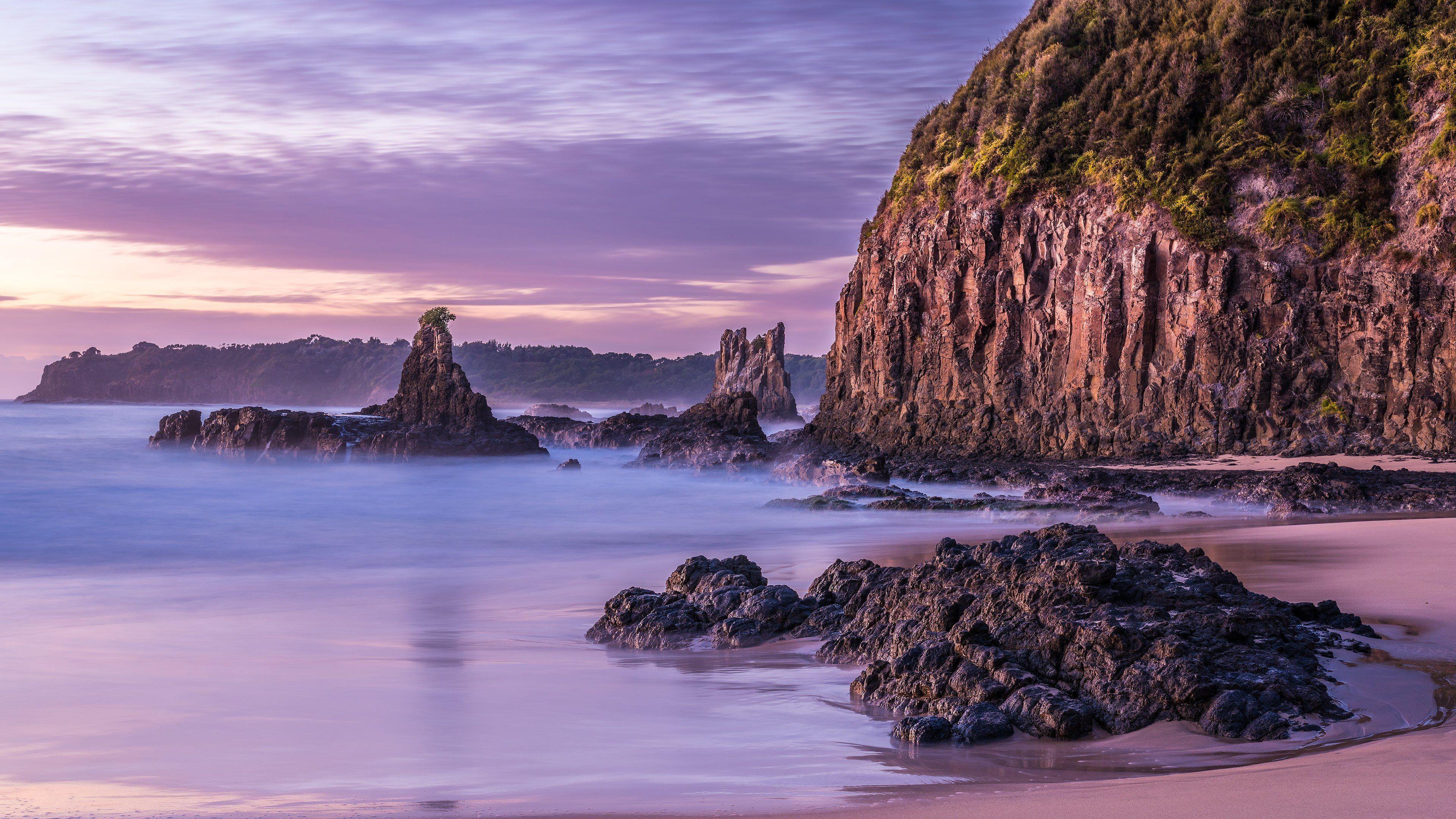 3840x2160 Download wallpaper spain, galicia, coast, сathedral beach, sea