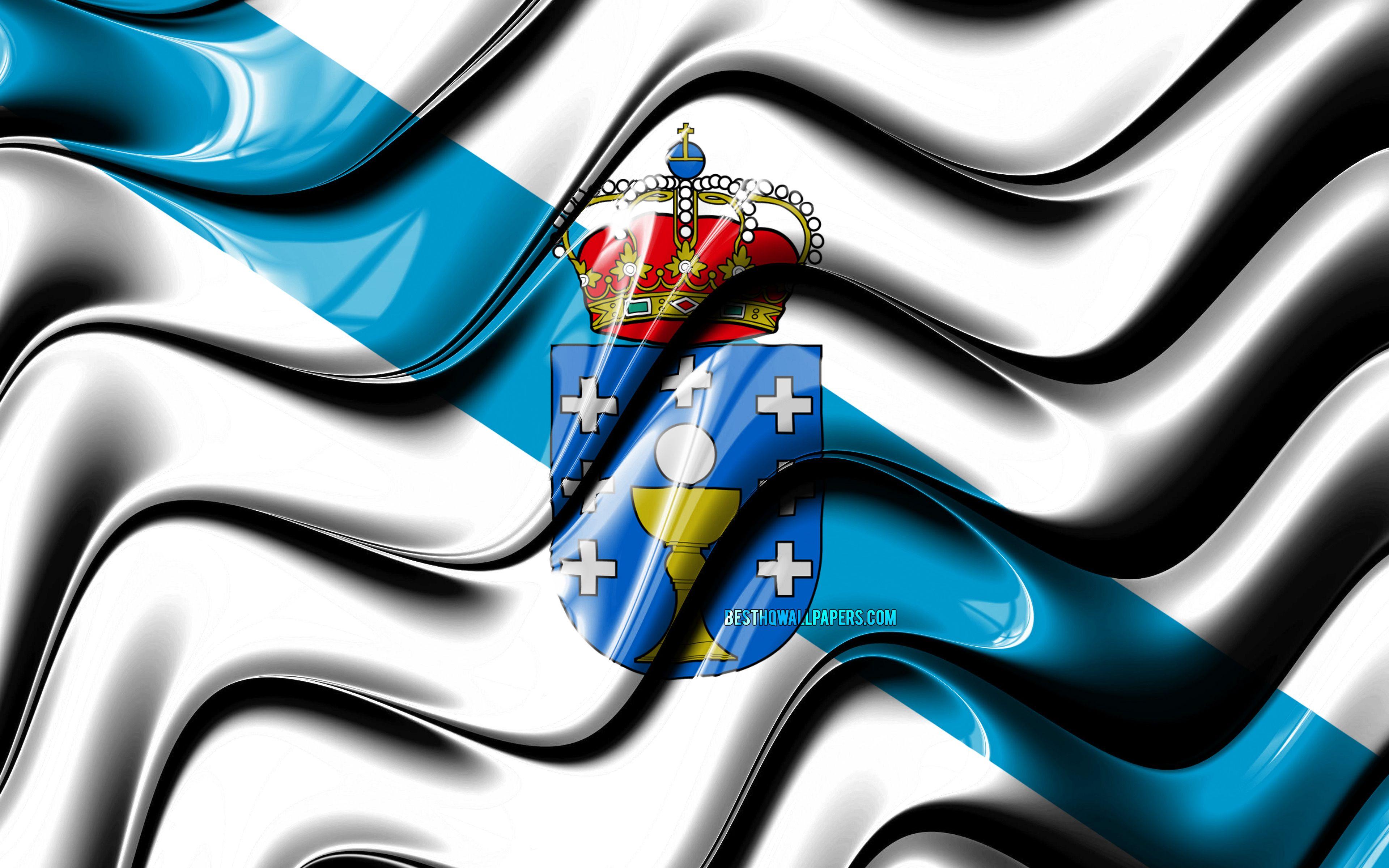 3840x2400 Download wallpaper Galicia flag, 4k, Communities of Spain