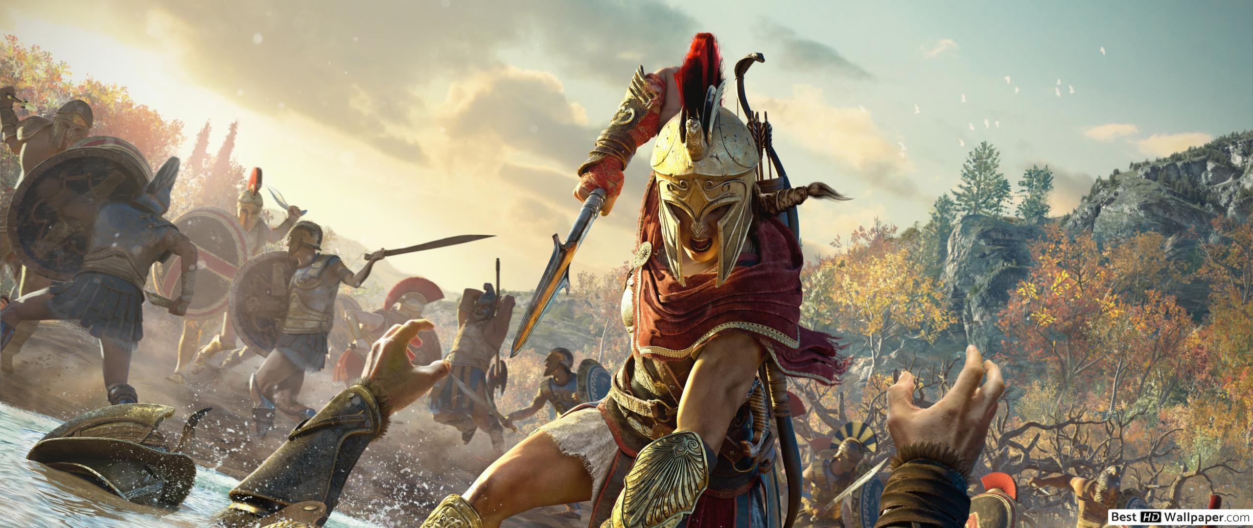 2560x1080 Assassin's Creed Odyssey in battle HD wallpaper download