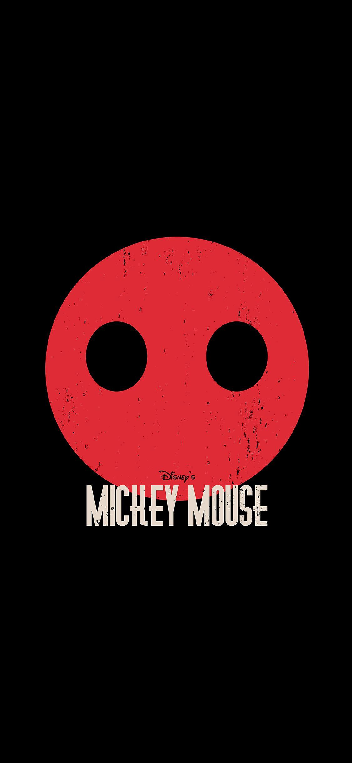 1125x2436 Mickey Mouse Dark Minimal Circle Disney Art