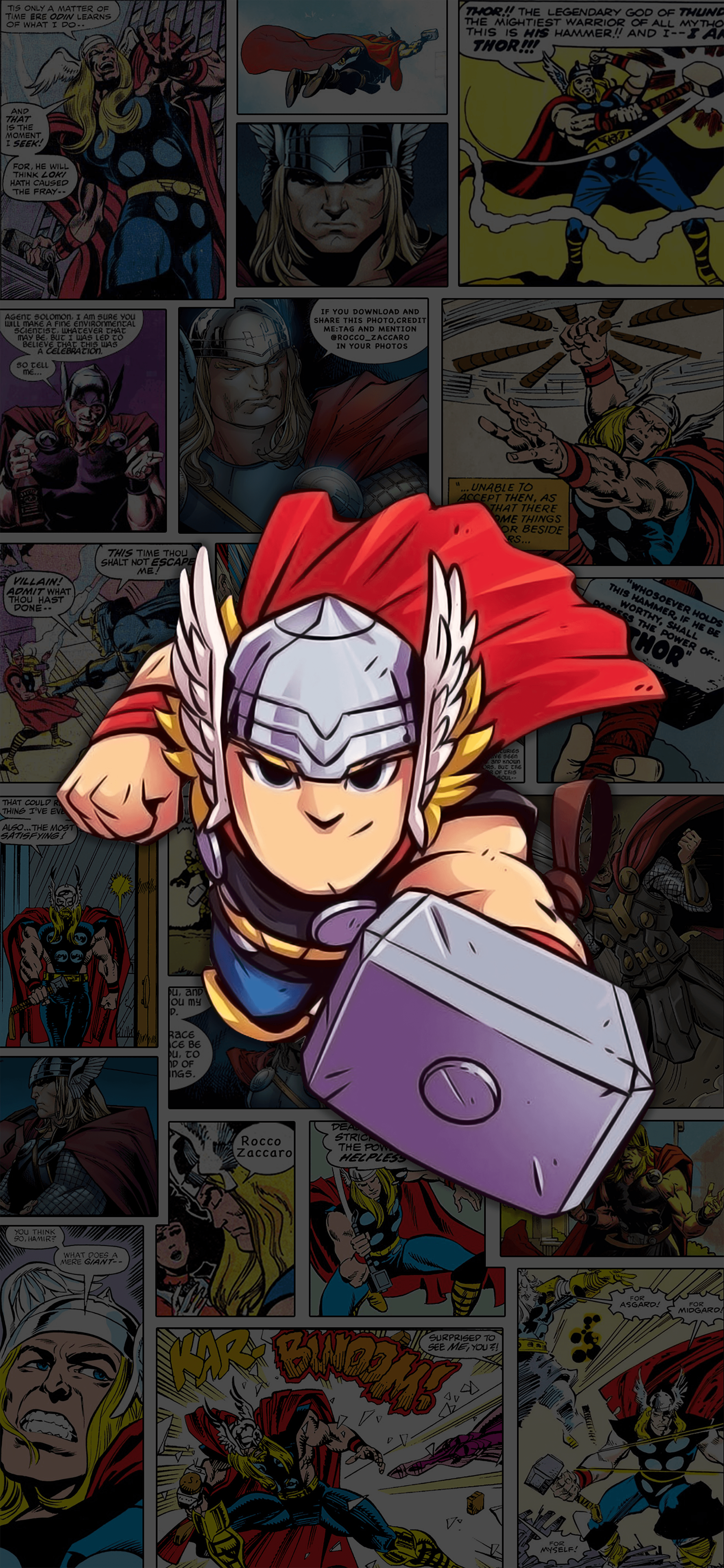 2344x5075 Thor Cartoon Phone Wallpaper