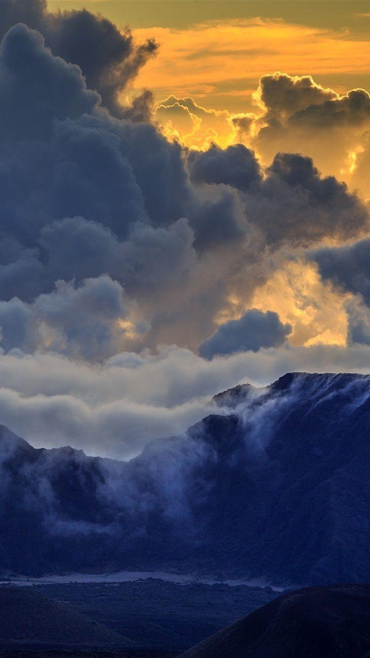 750x1334 Haleakala, Maui, Mountains, Clouds, Sunset 750x1334 IPhone 8 7 6