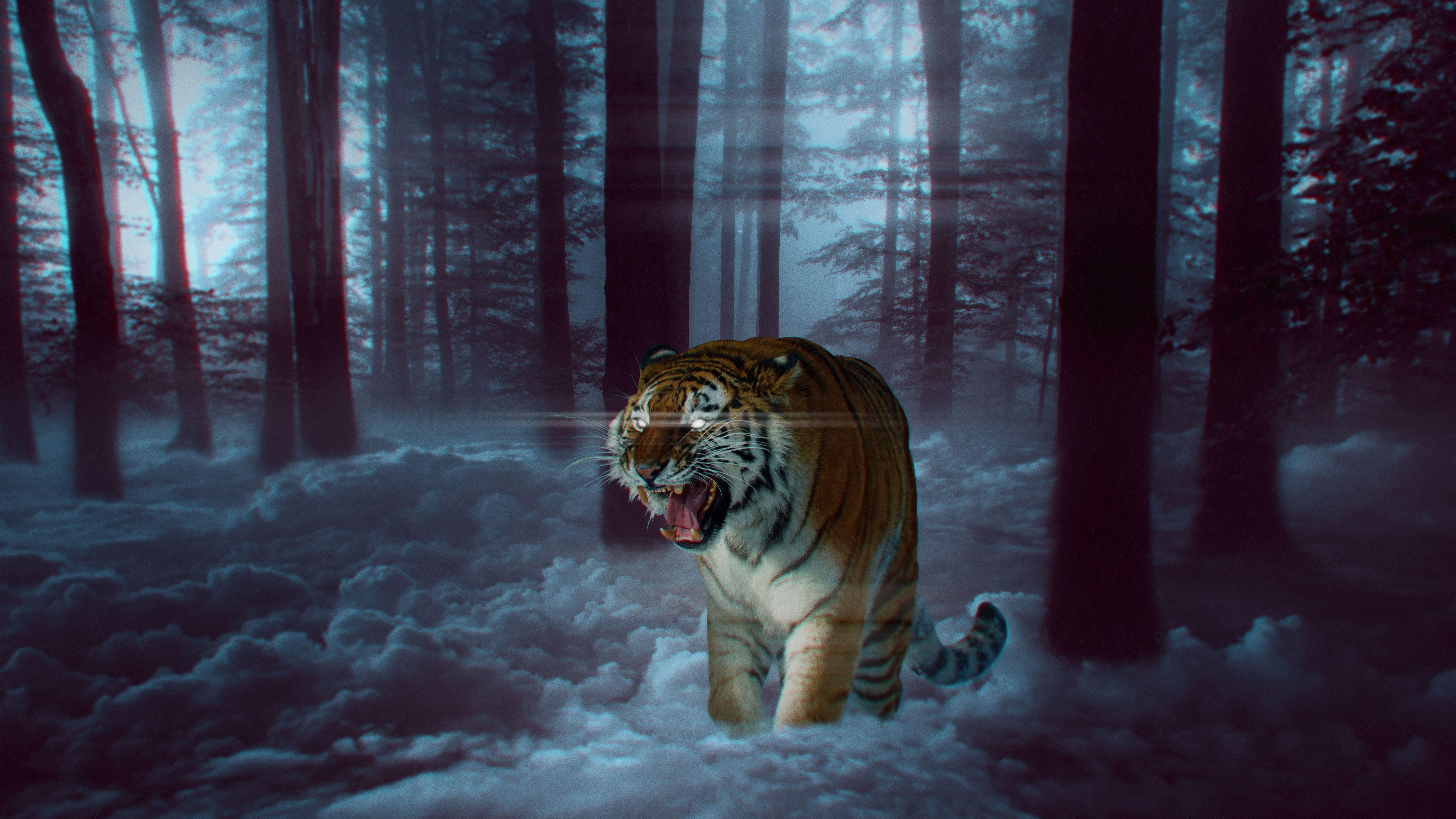 7680x4320 Epic 8k tiger, siberian tiger, bengal tiger, felidae, tree