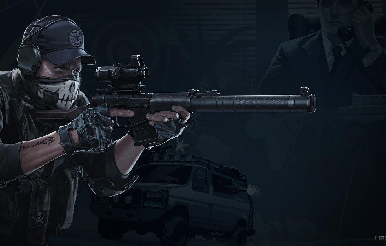 1332x850 Wallpaper R. art, art, bear, soldiers, mercenary, ammunition