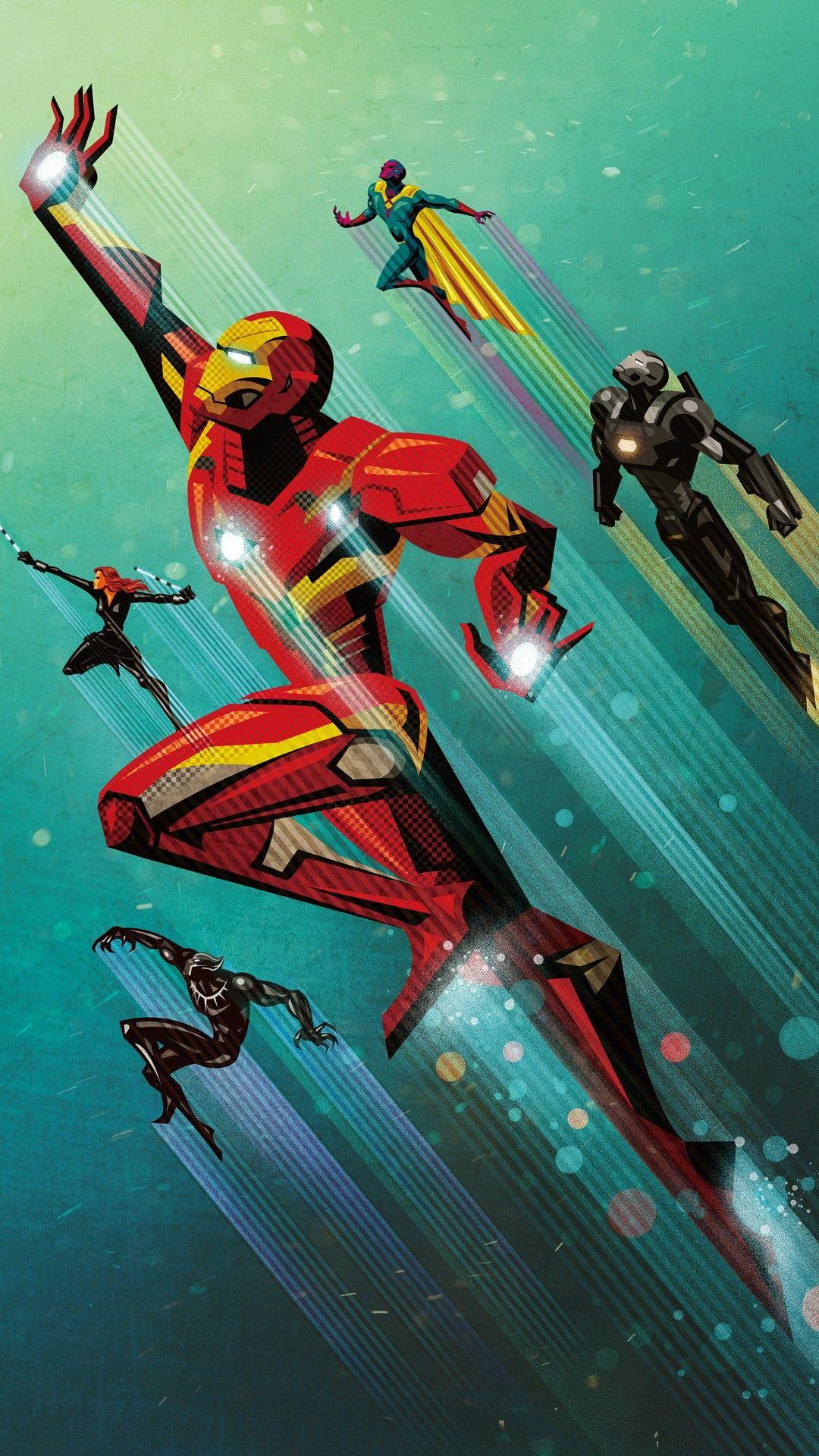 1080x1920 Civil War Artowork Iron Man Wallpaper