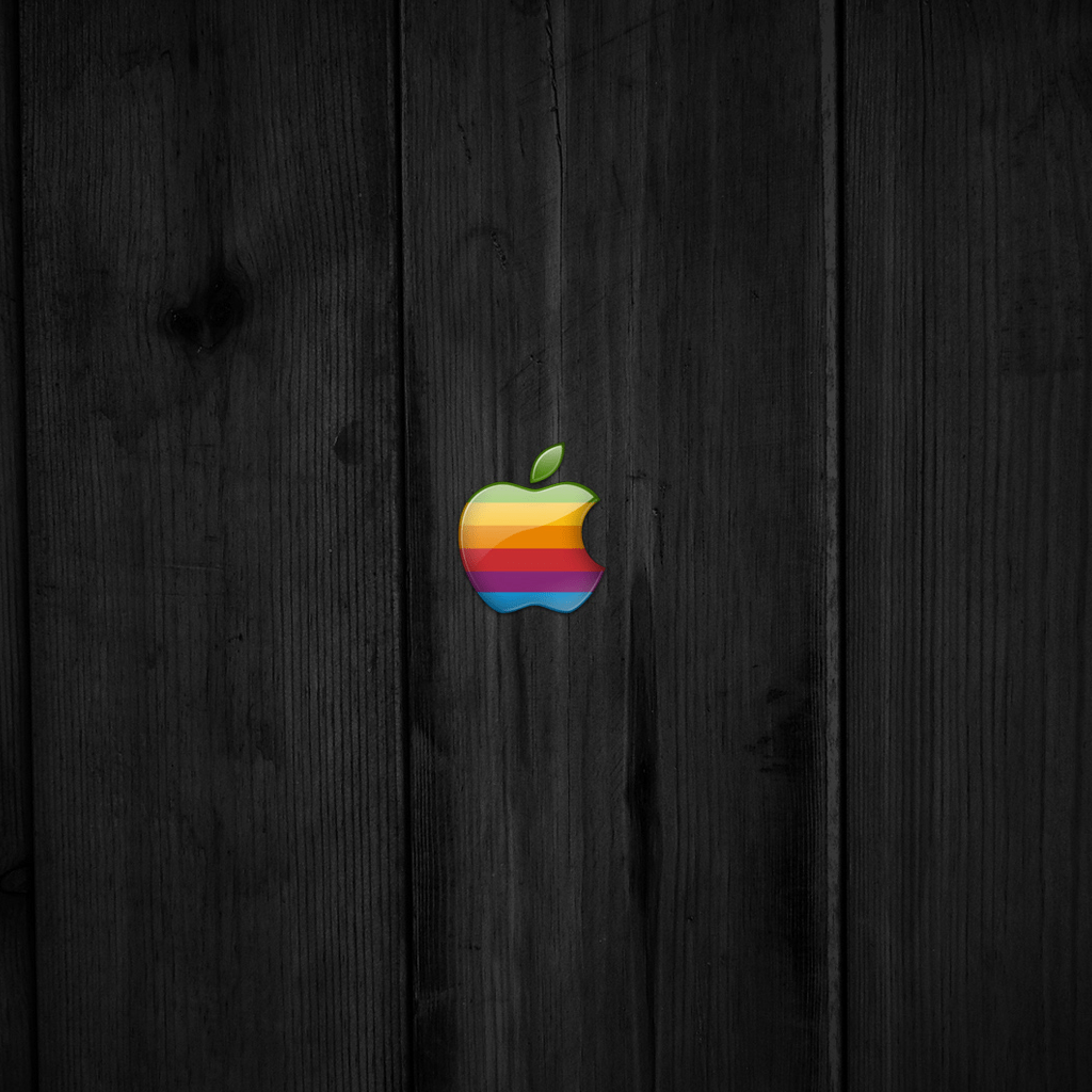 1024x1024 Old School Apple Wood iPad Wallpaper