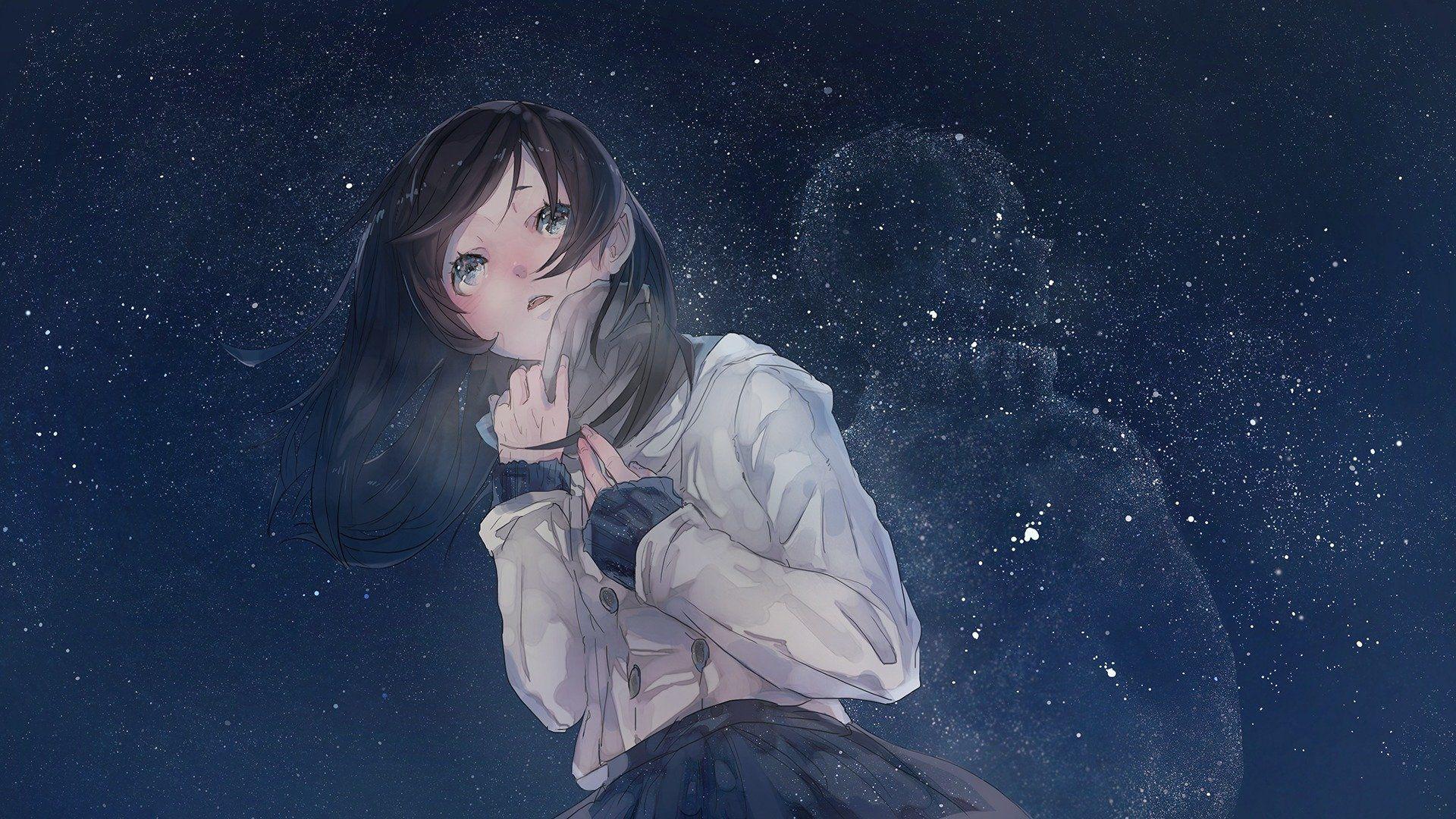 1920x1080 #stars, #anime girls wallpaper