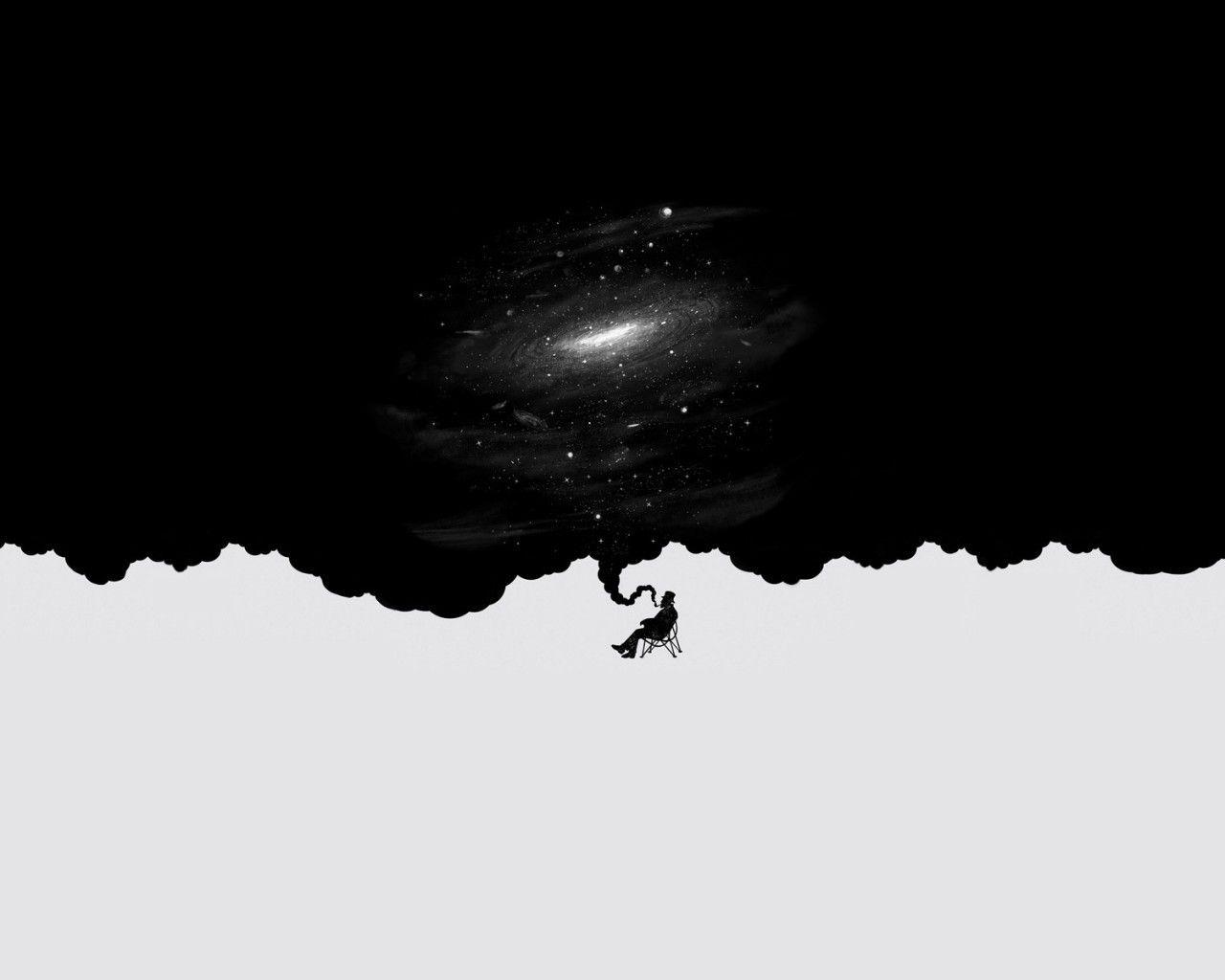 1280x1024 Download 1280x1024 Old Man, Galaxy, Illustration, Thinking