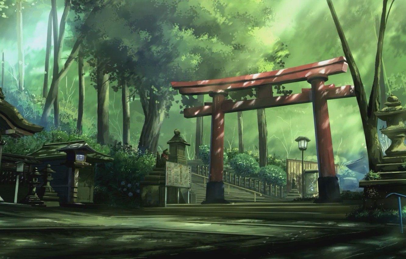 1332x850 Wallpaper road, summer, Park, Japan, lights, ladder, temple, alley