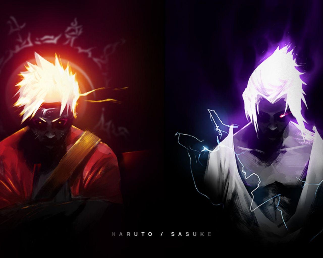 1280x1024 Free download HD Wallpaper Naruto Sage Mode and Sasuke Chidori