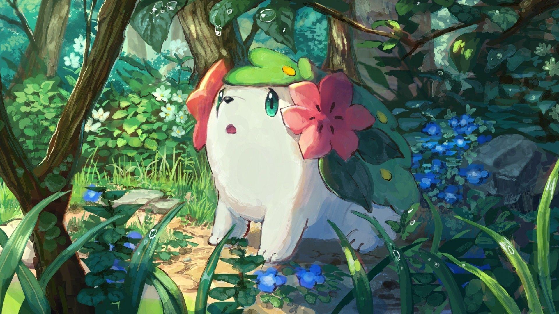 1920x1080 Download 1920x1080 Pokemon Shaymin, Cute, Forest, Bubbles