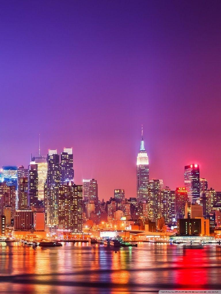 768x1024 New York City Skyline at Night Ultra HD Desktop Background