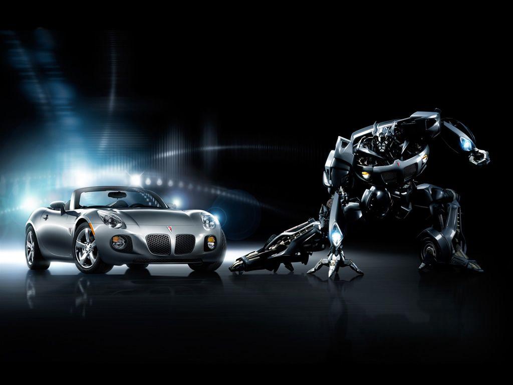 1024x768 cool ferrari car with transformers robot HD black wallpaper