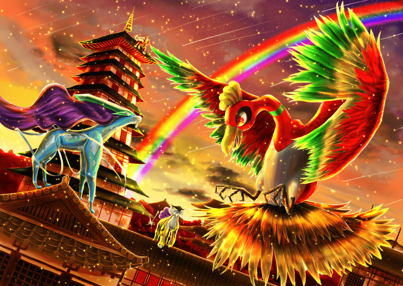 1366x969 Ho Oh (Pokémon) HD Wallpaper. Background