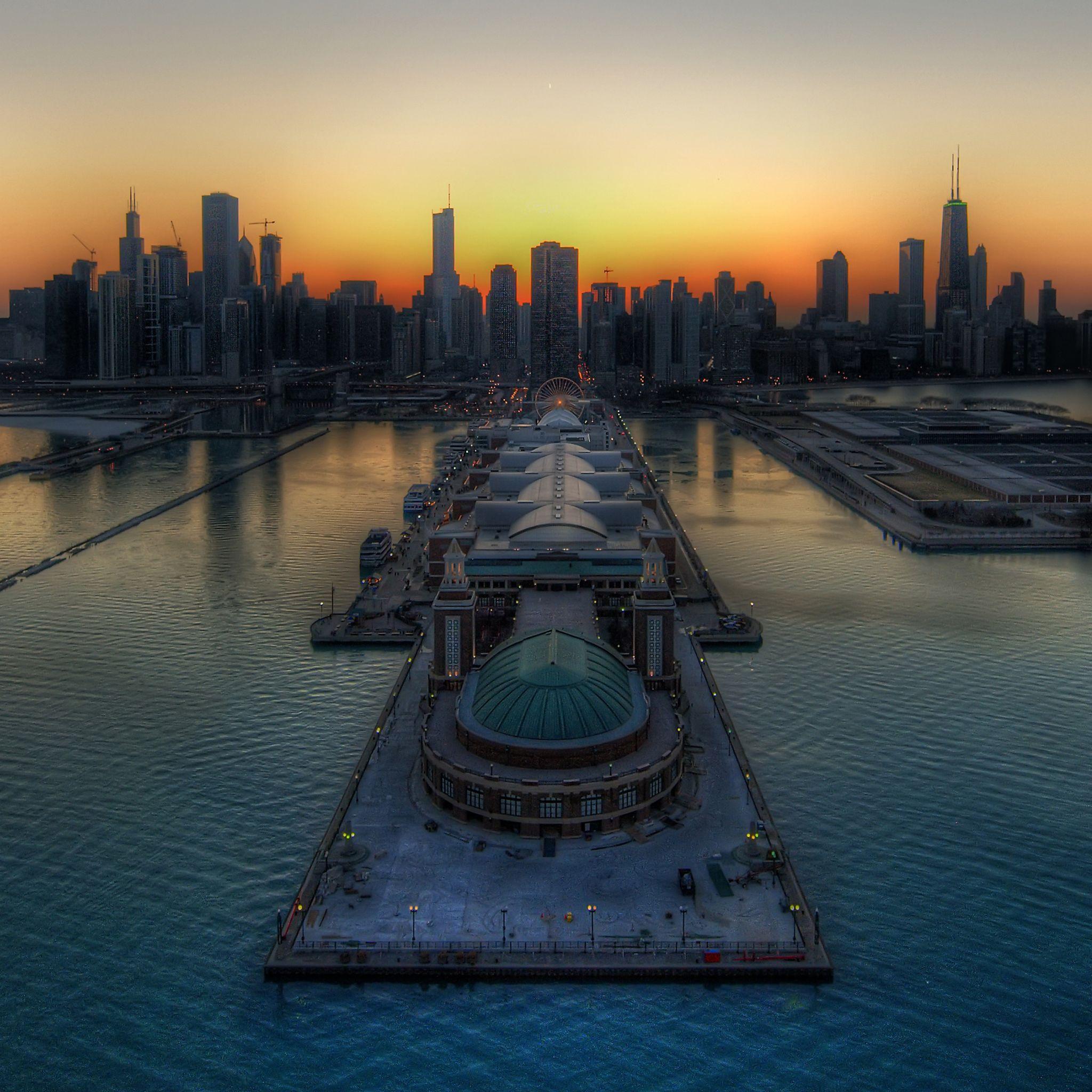 2048x2048 Chicago skyline iPad Air Wallpaper Free Download