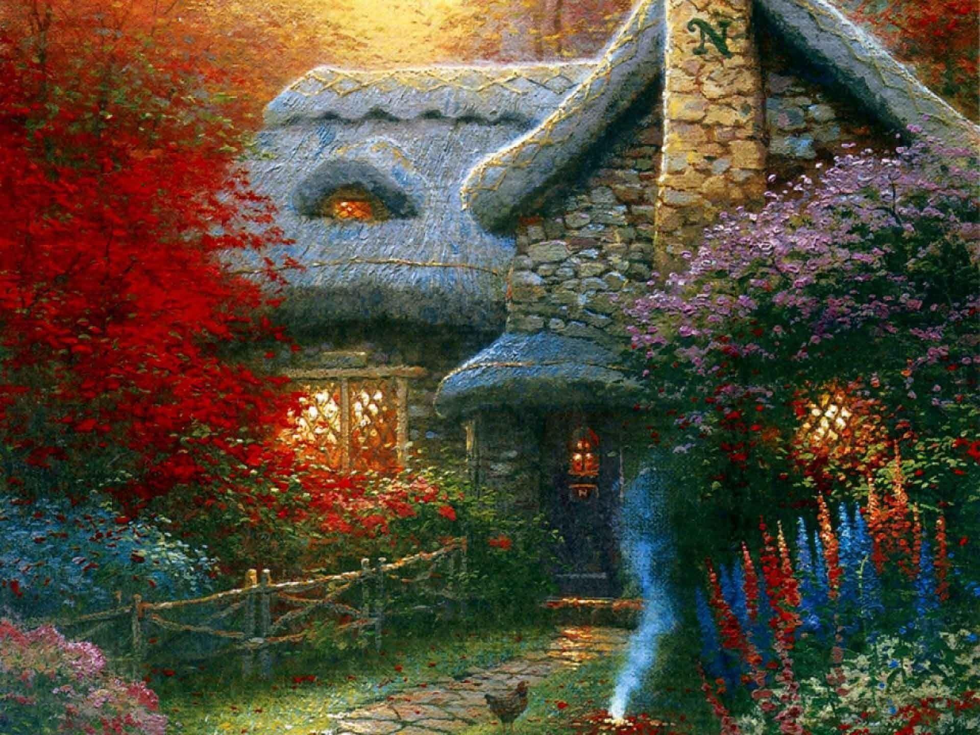 1920x1440 Thomas, Kinkade, Autumn, Wallpaper, Full, HD, Desktop Wallpaper