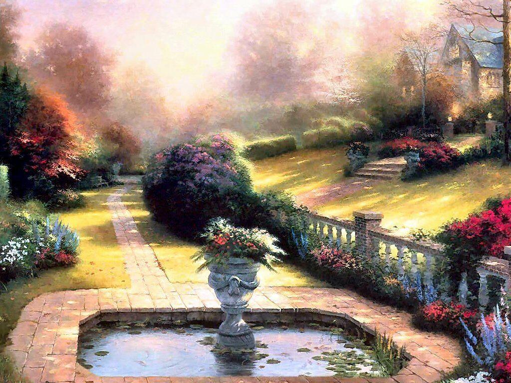 1024x768 Gardens Beyond Autumn Gate Kincade Wallpaper Image