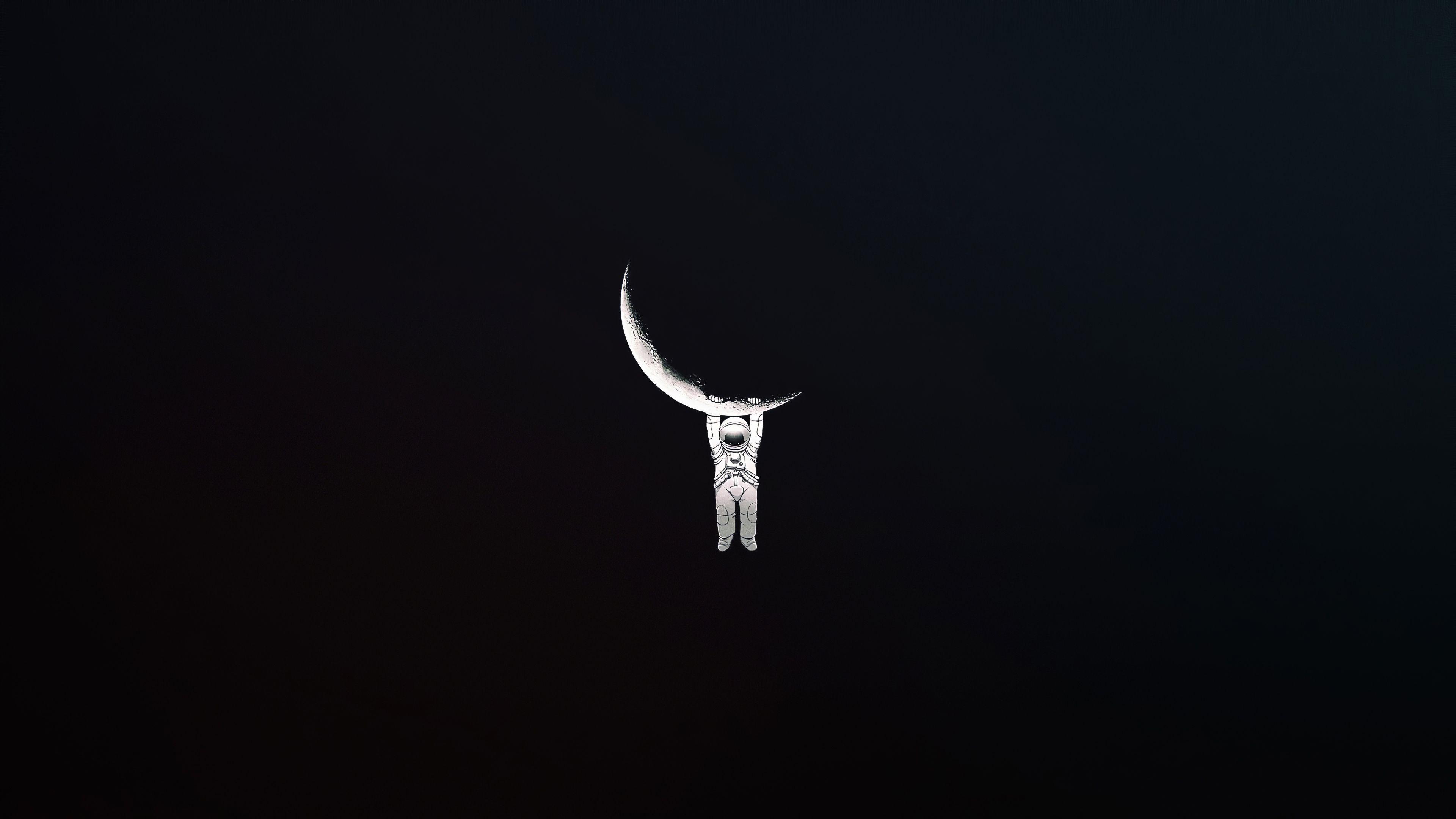 3840x2160 Astronaut Hanging On Moon, HD Artist, 4k Wallpaper, Image, Background, Photo and Picture