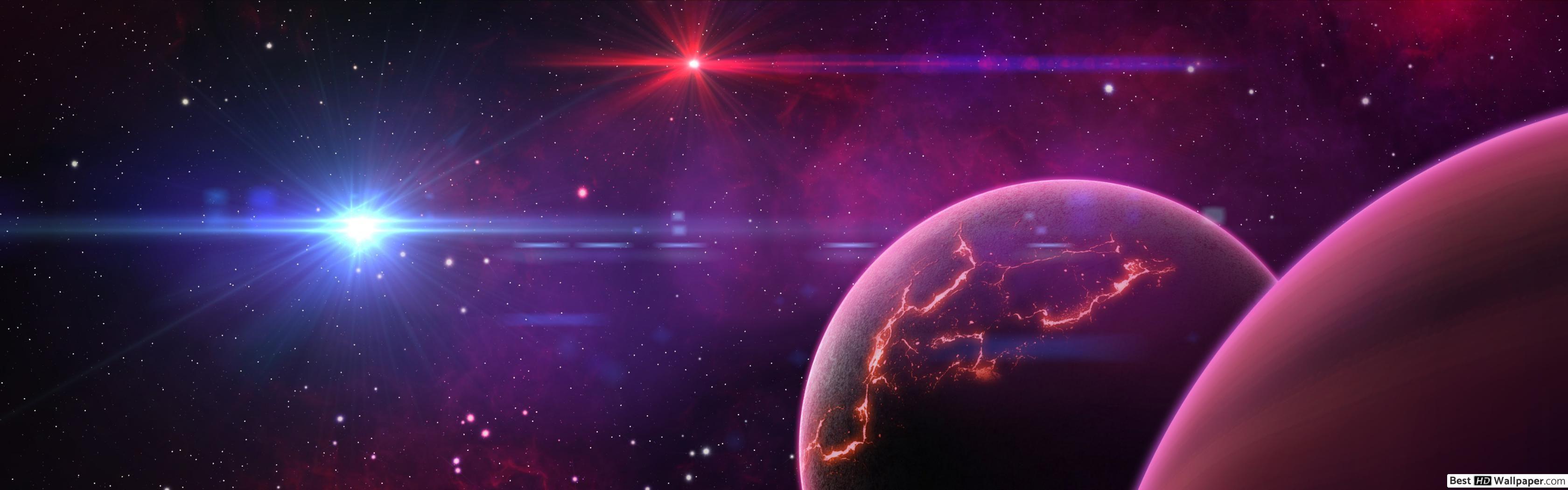 3360x1050 Stars in space HD wallpaper download