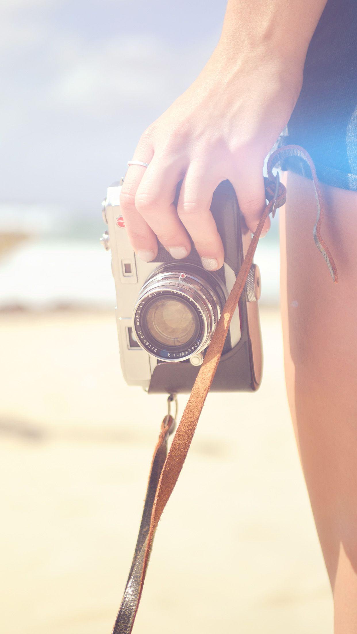 1242x2208 Beach Camera Hand Vacation Summer Flare Wallpaper