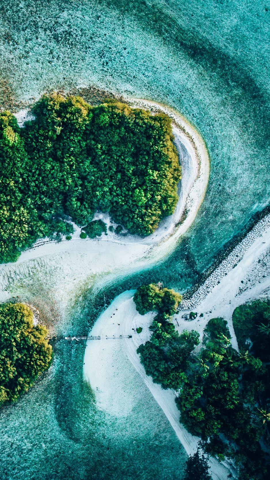 938x1668 Download wallpaper 938x1668 ocean, islands, aerial view, trees