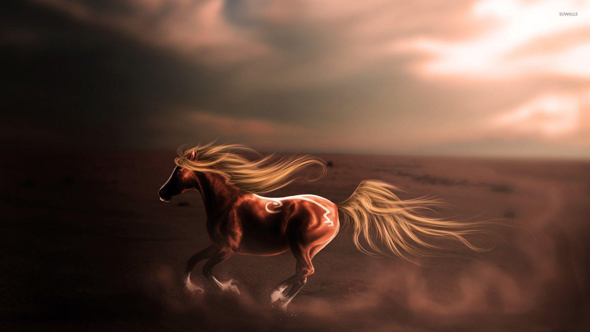 1920x1080 Majestic horse in the desert wallpaper wallpaper