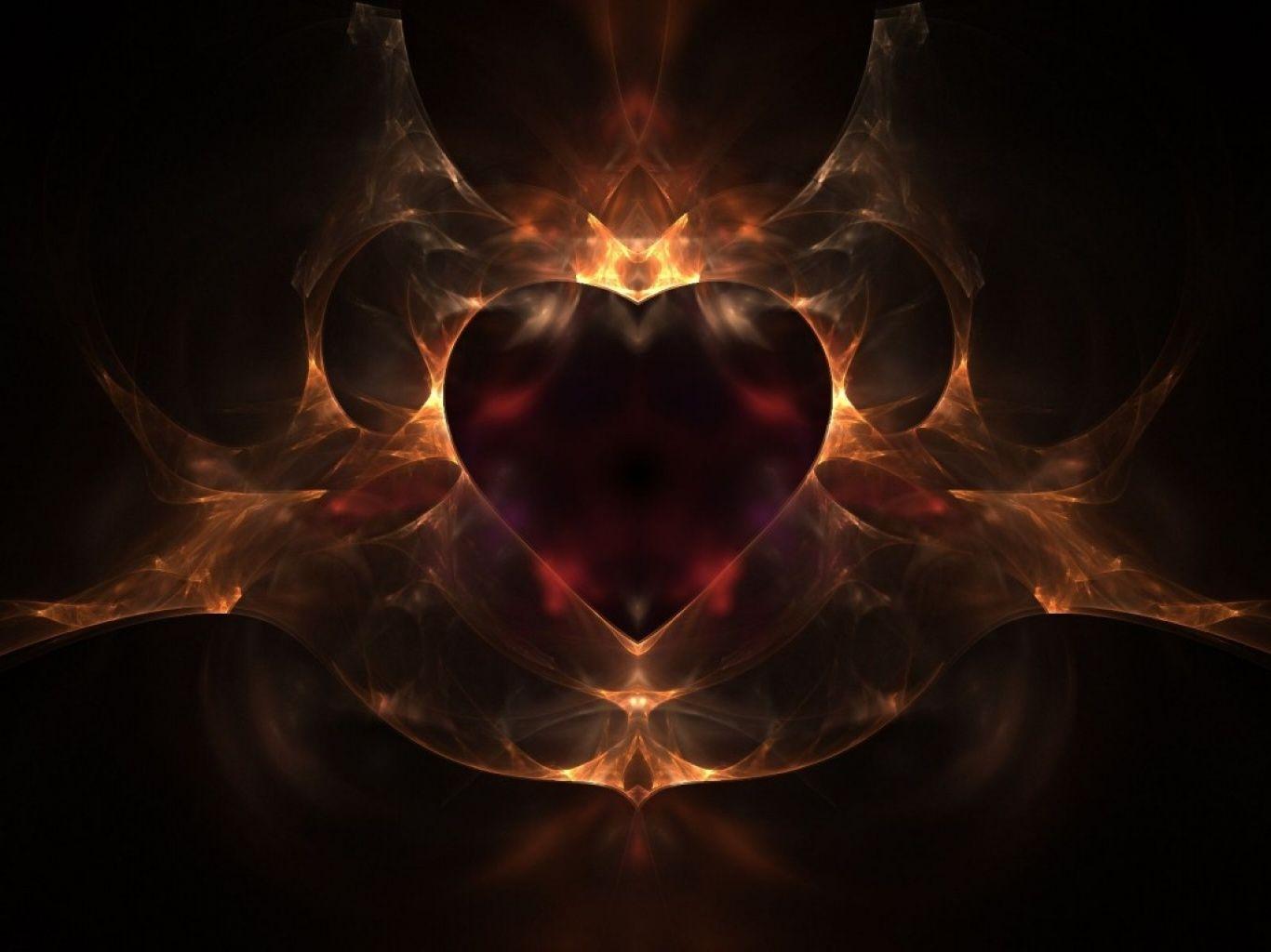 1366x1024 Heart on fire, black, dark, flames, love, red. Fire heart, Heart