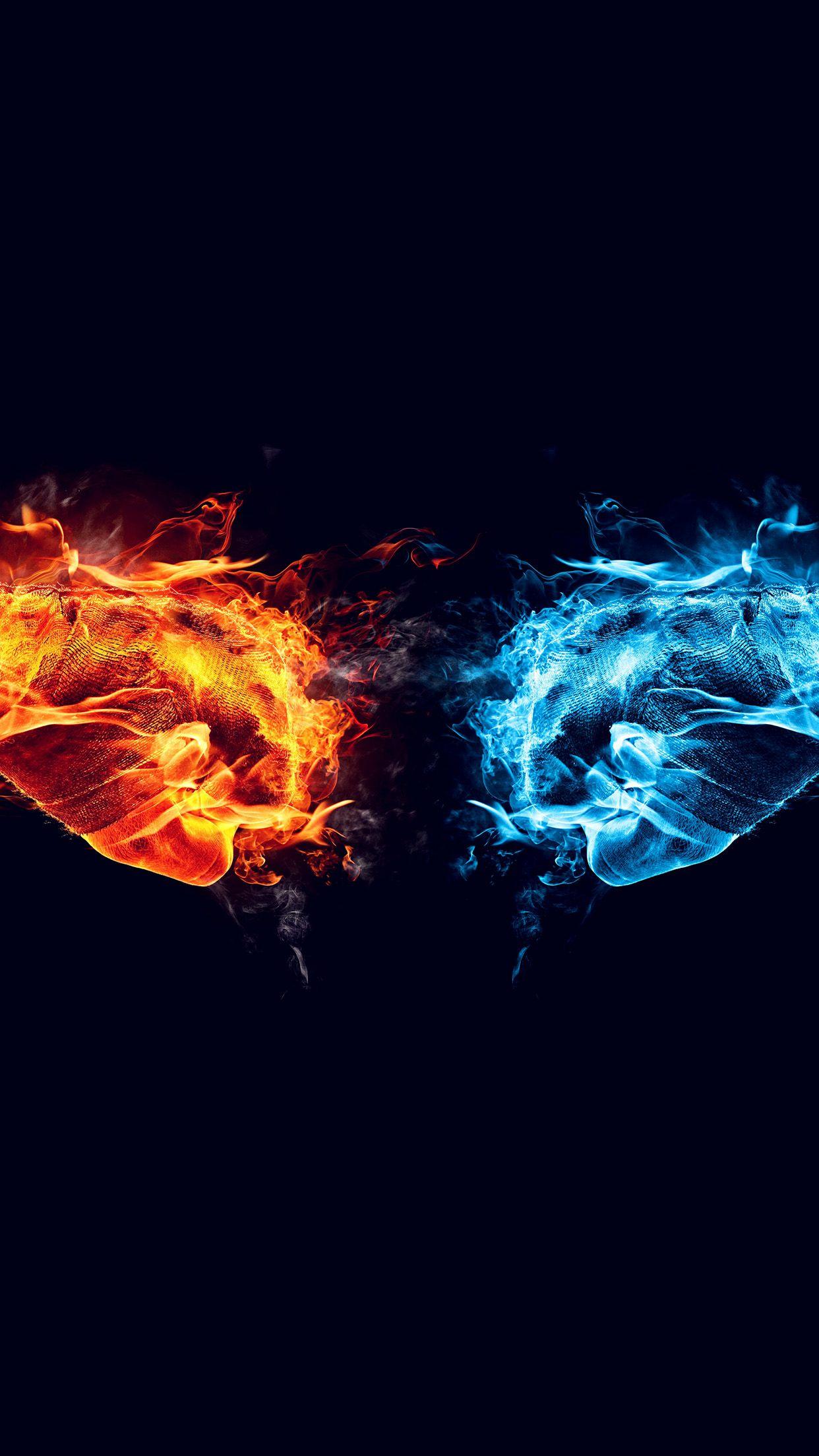 1242x2208 Cold Fire Dark Art Illustration Blue Red Pattern