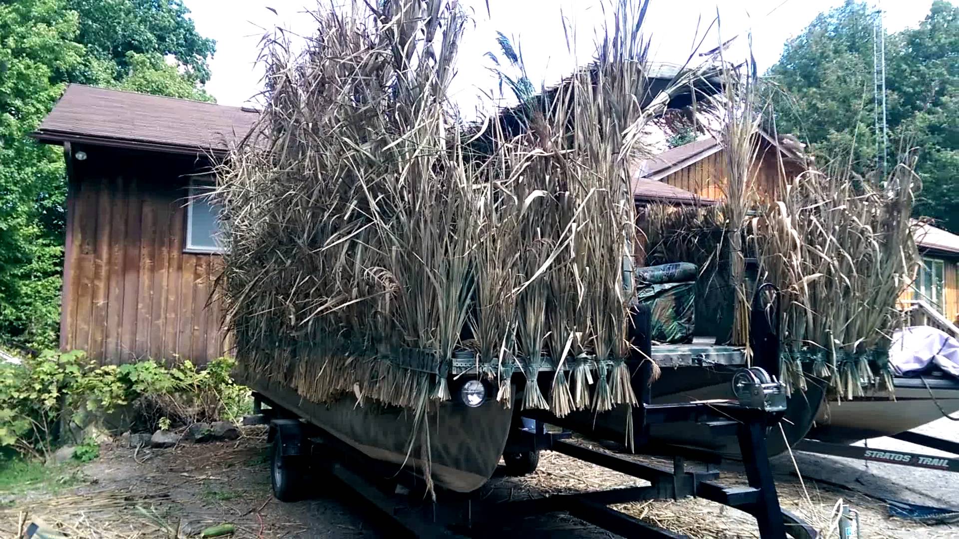 1920x1080 Pontoon boat, duck blind, camouflage, goose hunting
