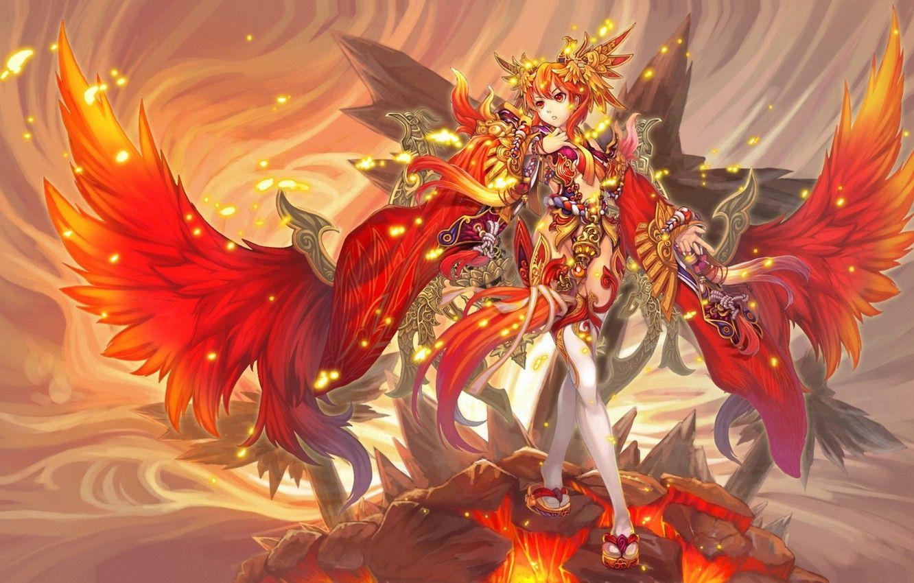 1332x850 Wallpaper girl, wings, fantasy, art, Phoenix image for desktop