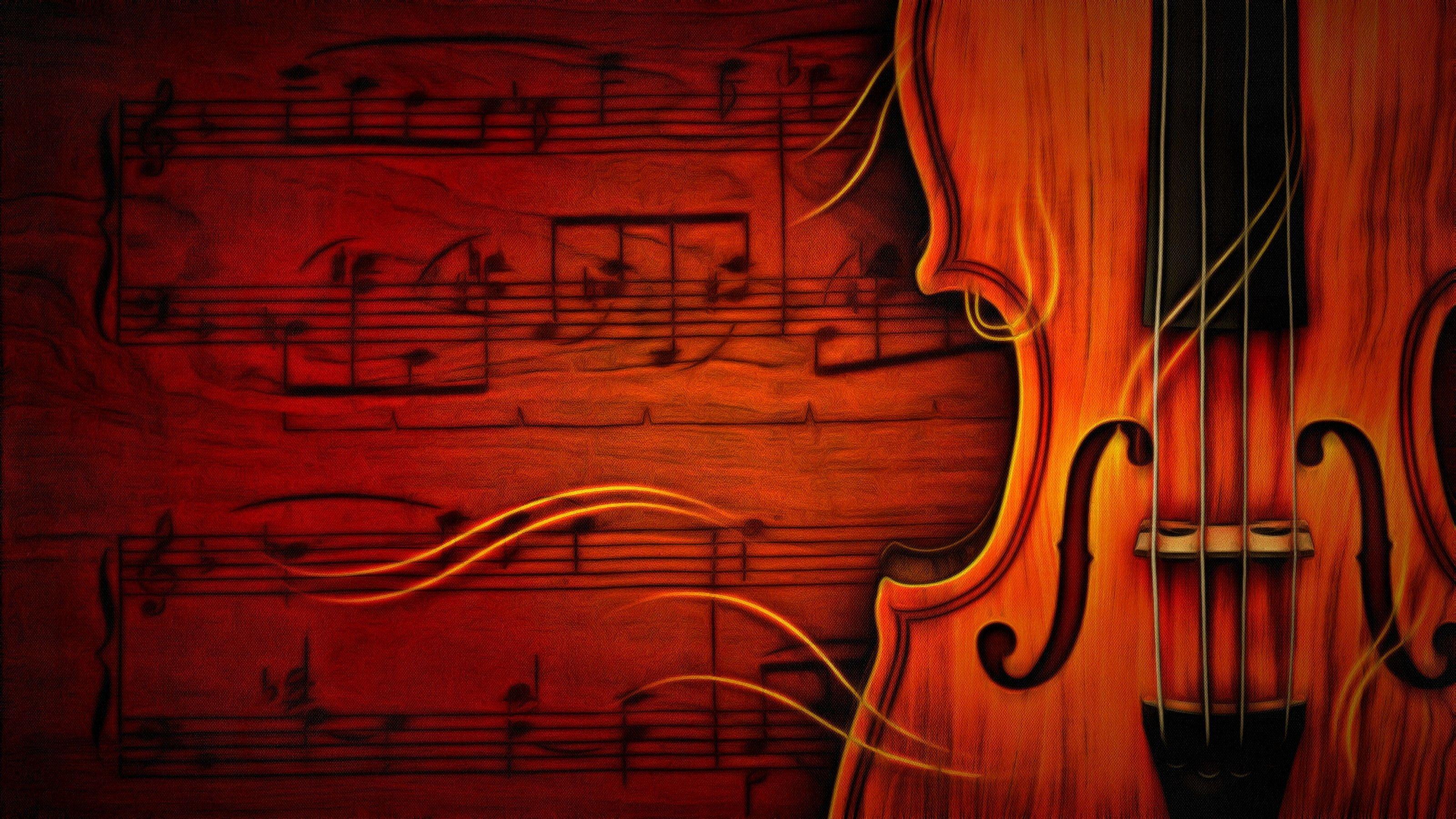 3200x1800 Red and black violin with music sheet graphic wallpaper, violin